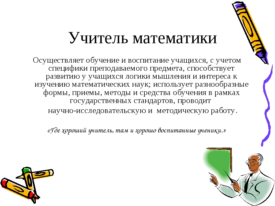 Профессии связанные с математикой. Учитель математики. Математика в профессии учителя. Презентация учителя математики. Профессия учитель математики.